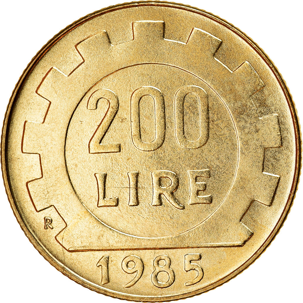 Coin, Italy, 200 Lire, 1985, Rome, AU(50-53), Aluminum-Bronze, KM:105