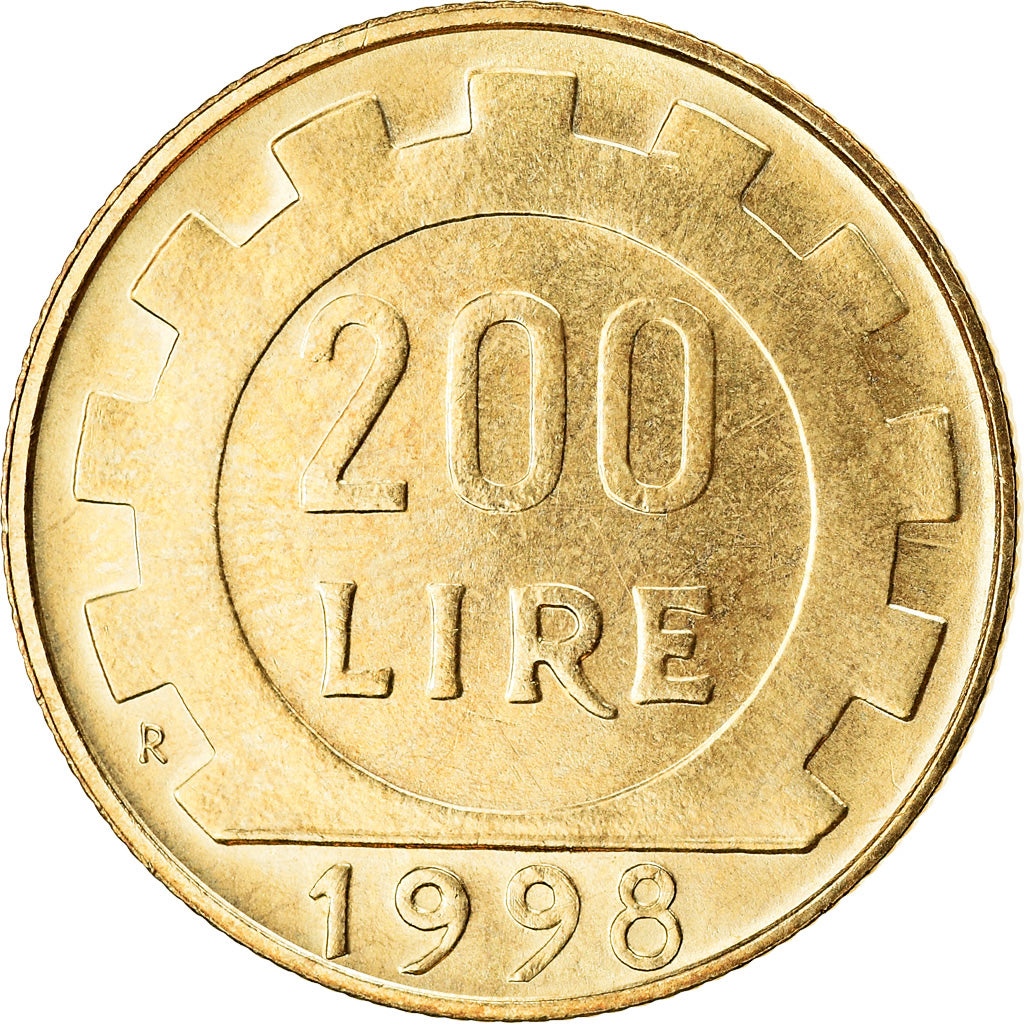 Coin, Italy, 200 Lire, 1998, Rome, AU(50-53), Aluminum-Bronze, KM:105