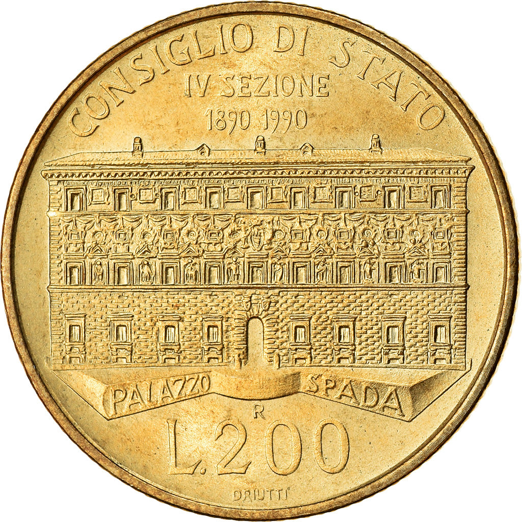 Coin, Italy, 200 Lire, 1990, Rome, AU(50-53), Aluminum-Bronze, KM:135