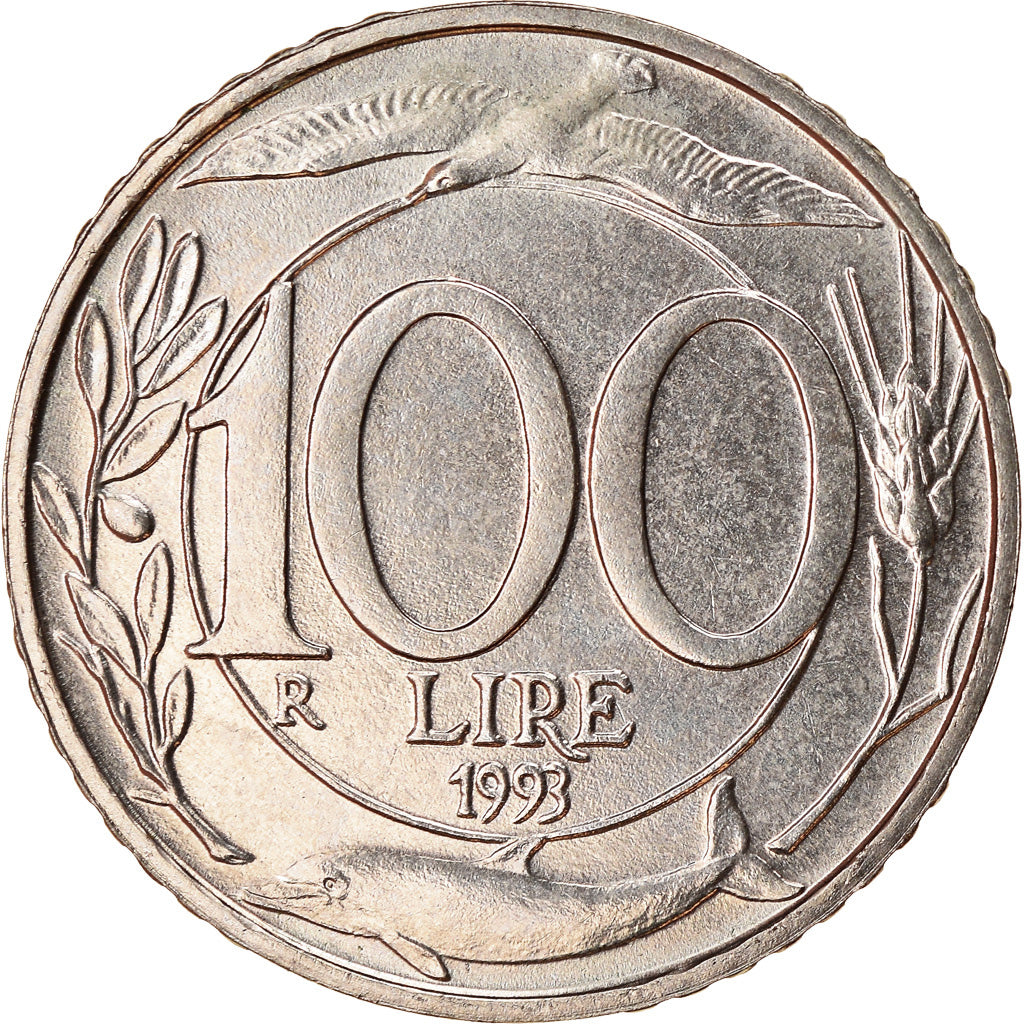 Coin, Italy, 100 Lire, 1993, Rome, MS(60-62), Copper-nickel, KM:159