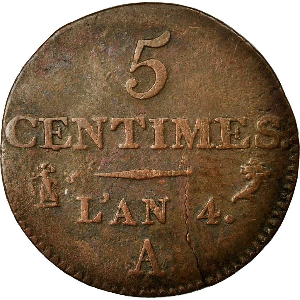 Coin, France, Dupré, 5 Centimes, 1795, Paris, VF(30-35), Bronze, KM:635.1