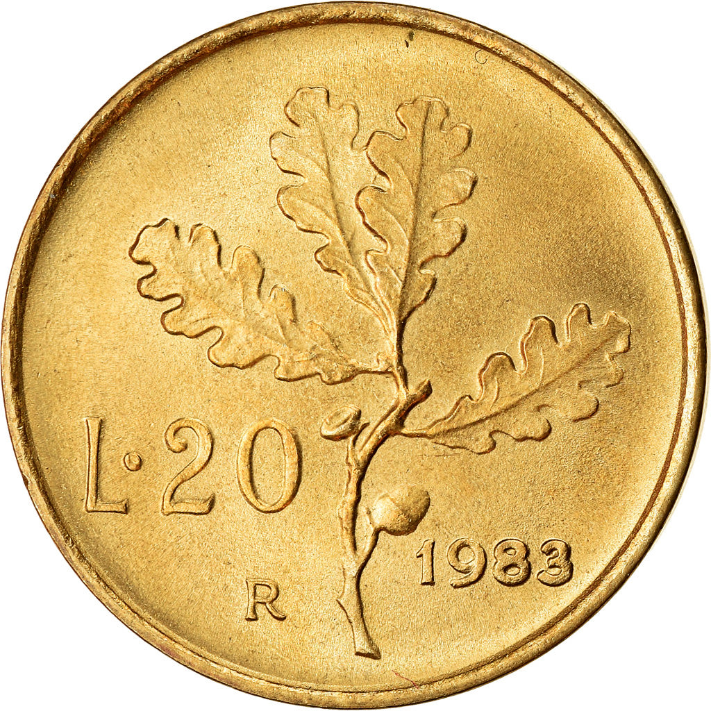 Moeda, Itália, 20 Lire, 1983, Rome, AU(50-53), Alumínio-Bronze, KM:97.2