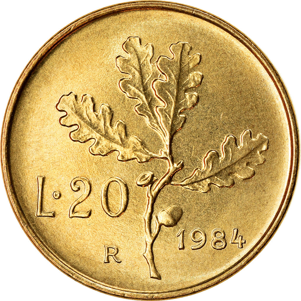 Coin, Italy, 20 Lire, 1984, Rome, MS(60-62), Aluminum-Bronze, KM:97.2