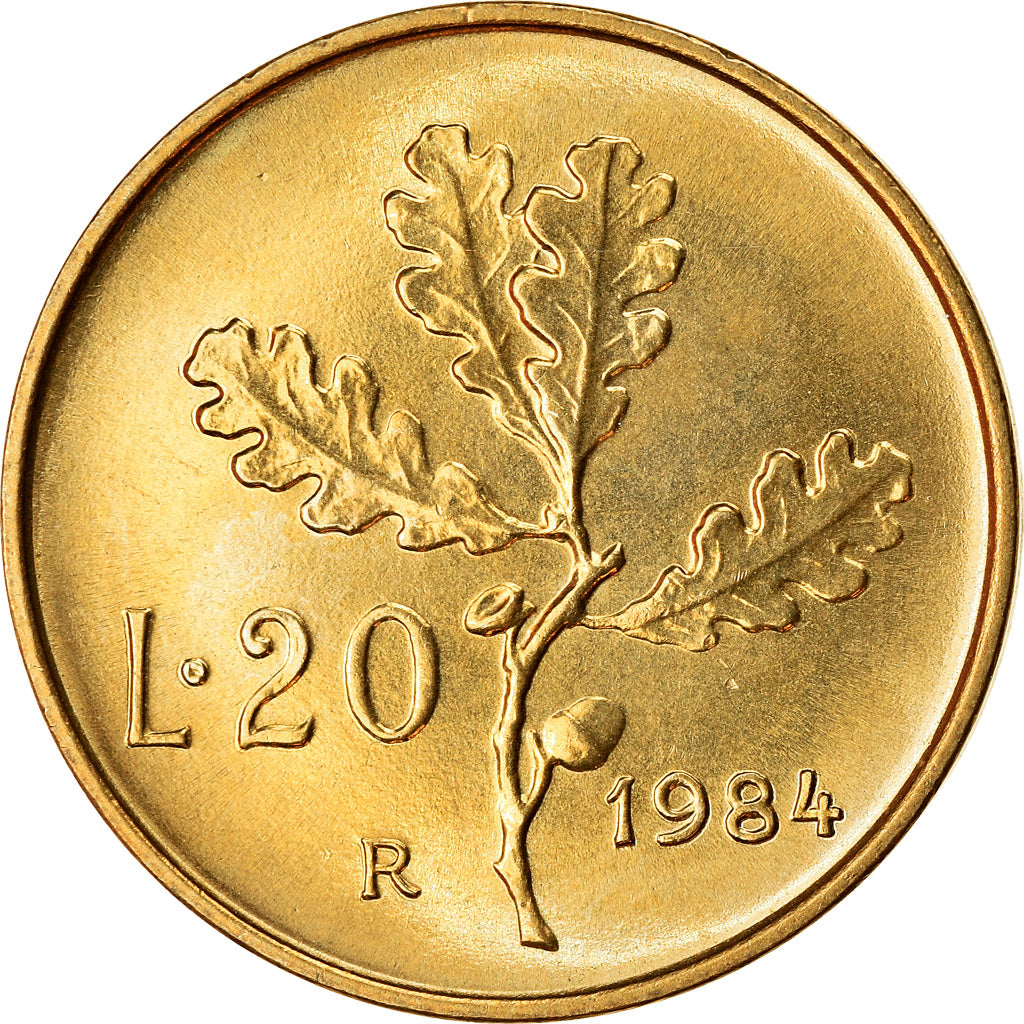 Coin, Italy, 20 Lire, 1984, Rome, AU(55-58), Aluminum-Bronze, KM:97.2