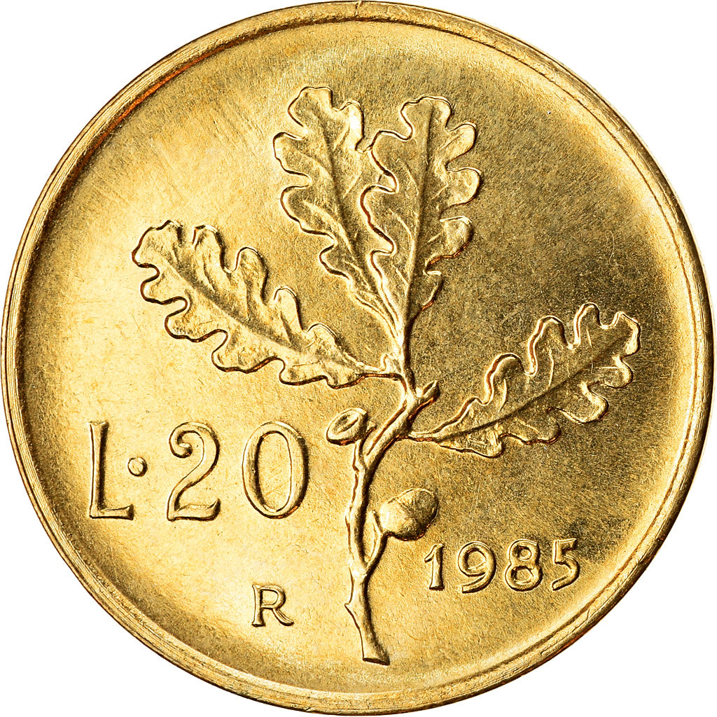 Coin, Italy, 20 Lire, 1985, Rome, MS(63), Aluminum-Bronze, KM:97.2