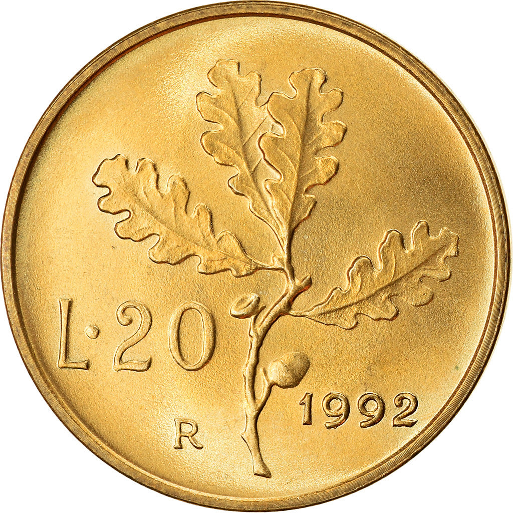 Monnaie, Italie, 20 Lire, 1992, Rome, TTB, Aluminum-Bronze, KM:97.2