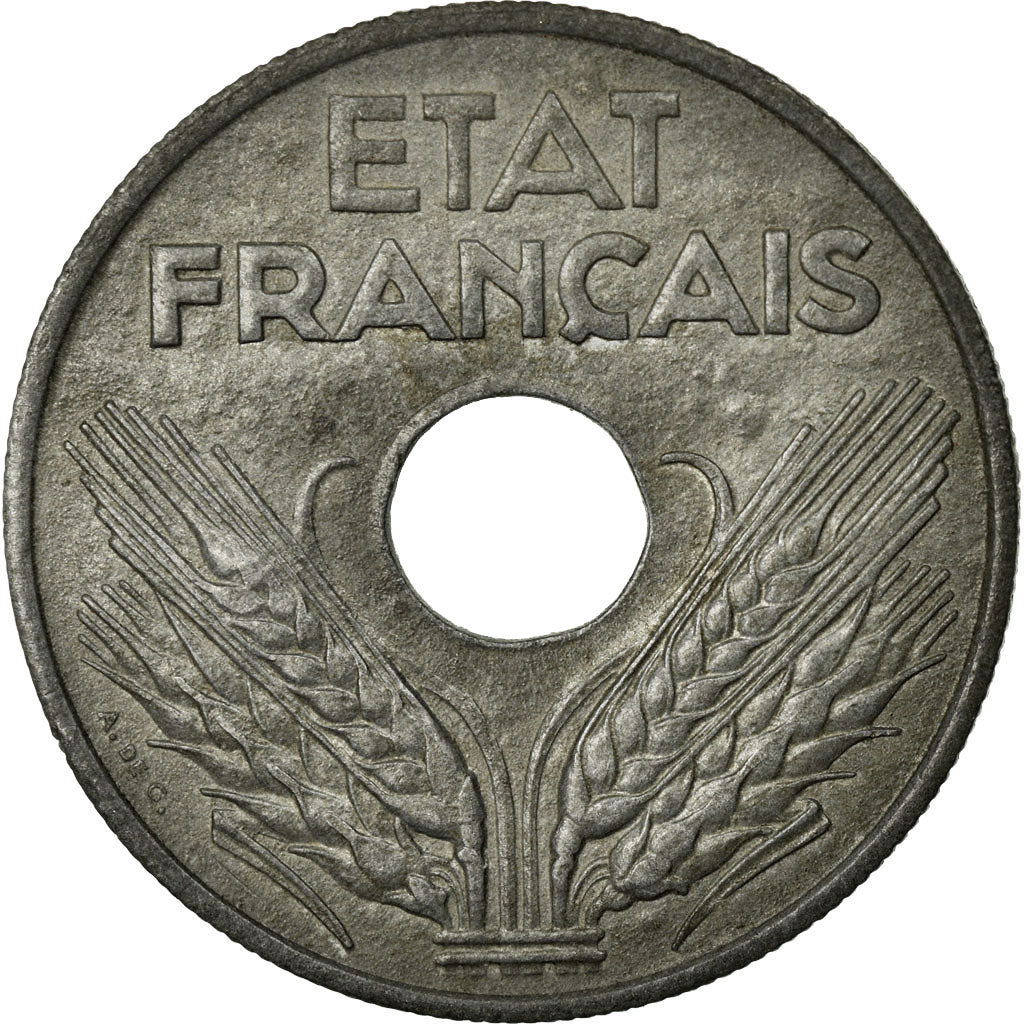 Monnaie, France, État français, 20 Centimes, 1944, Paris, TTB+, Zinc