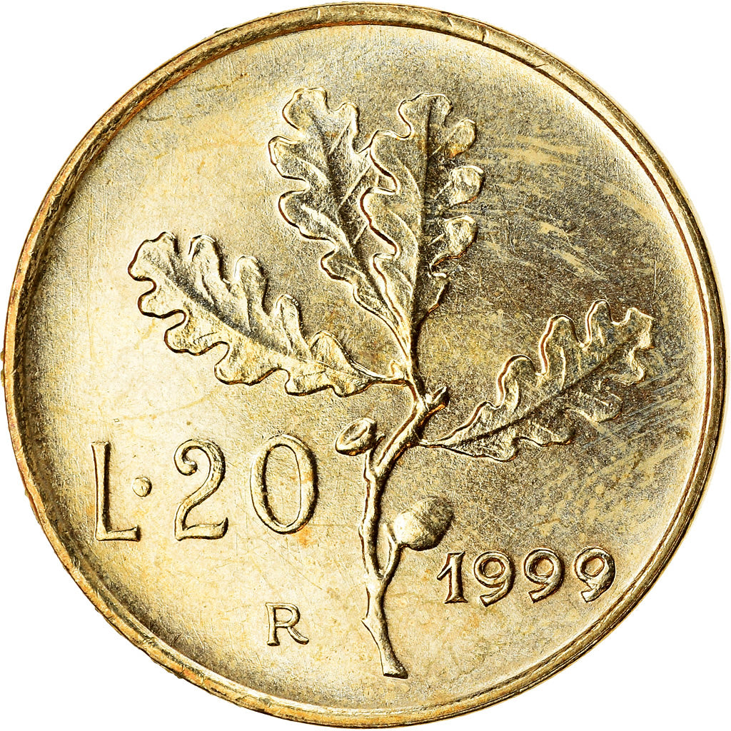 Coin, Italy, 20 Lire, 1999, Rome, EF(40-45), Aluminum-Bronze, KM:97.2