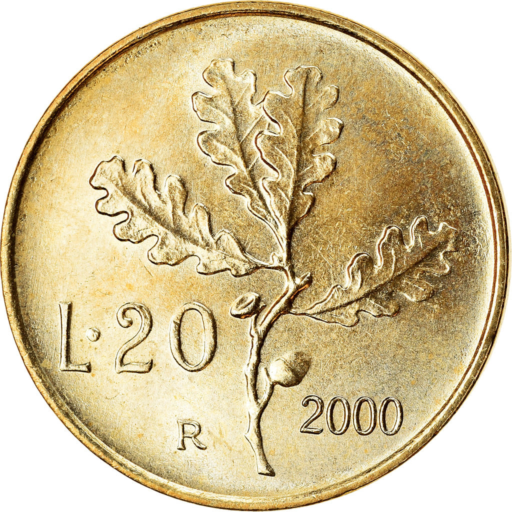 Coin, Italy, 20 Lire, 2000, Rome, AU(55-58), Aluminum-Bronze, KM:97.2
