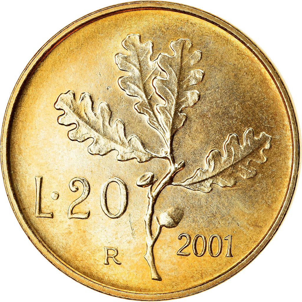 Moneta, Italia, 20 Lire, 2001, Rome, SPL-, Alluminio-bronzo, KM:97.2