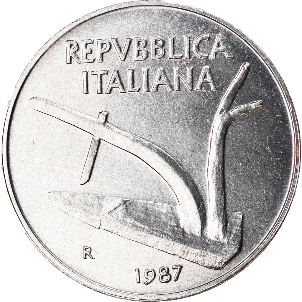 Coin, Italy, 10 Lire, 1987, Rome, AU(55-58), Aluminum, KM:93