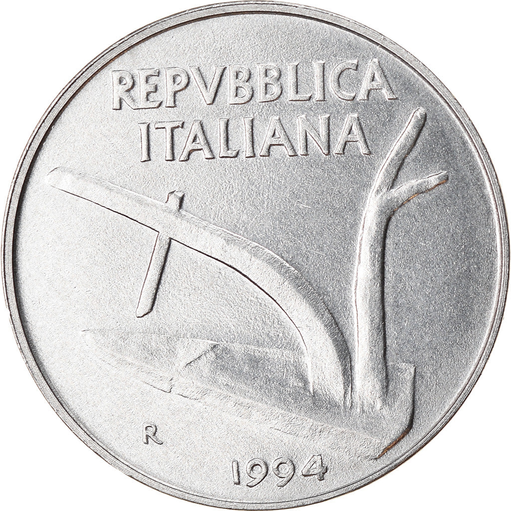 Coin, Italy, 10 Lire, 1994, Rome, VF(30-35), Aluminum, KM:93