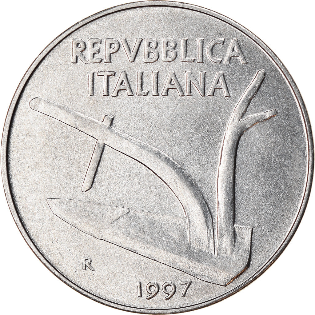Moneta, Włochy, 10 Lire, 1997, Rome, AU(50-53), Aluminium, KM:93