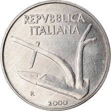 Coin, Italy, 10 Lire, 2000, Rome, EF(40-45), Aluminum, KM:93