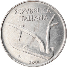 Coin, Italy, 10 Lire, 2001, Rome, EF(40-45), Aluminum, KM:93