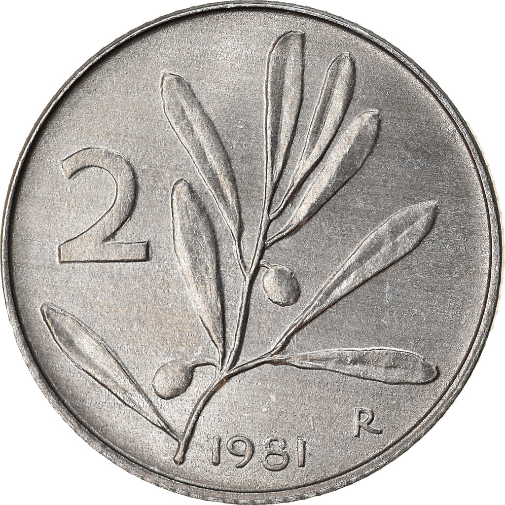 Coin, Italy, 2 Lire, 1981, Rome, EF(40-45), Aluminum, KM:94