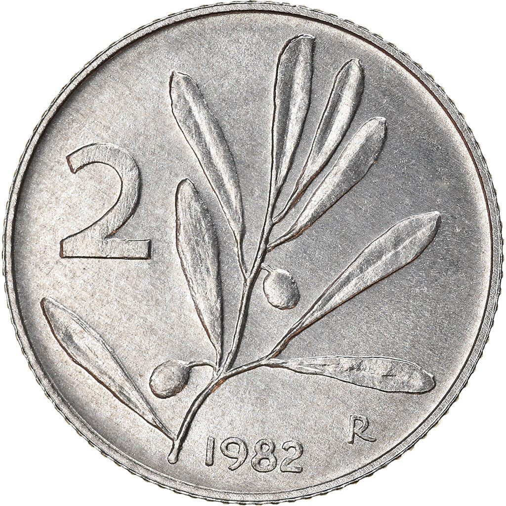 Coin, Italy, 2 Lire, 1982, Rome, EF(40-45), Aluminum, KM:94