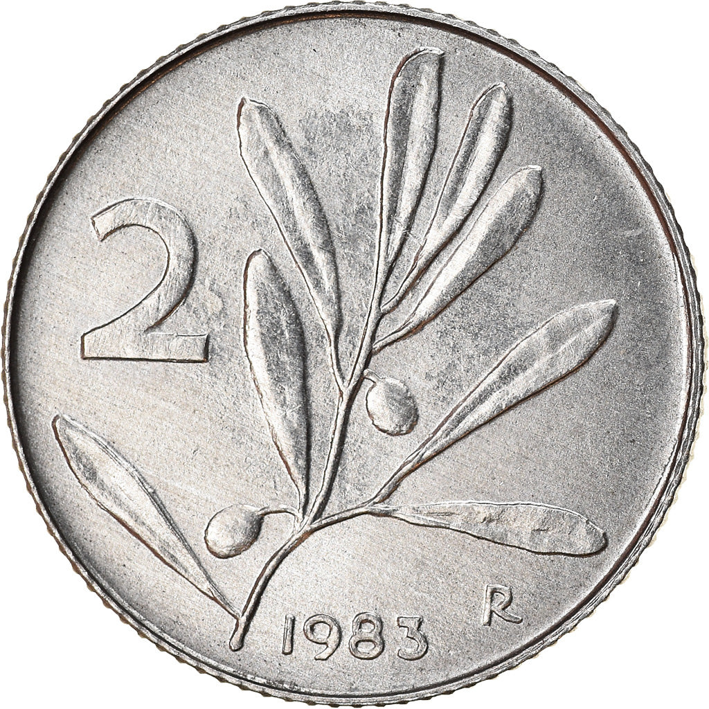 Coin, Italy, 2 Lire, 1983, Rome, EF(40-45), Aluminum, KM:94