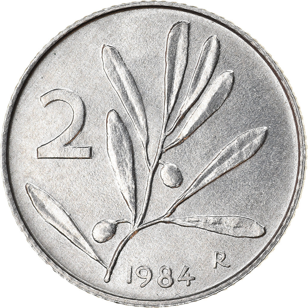 Coin, Italy, 2 Lire, 1984, Rome, EF(40-45), Aluminum, KM:94