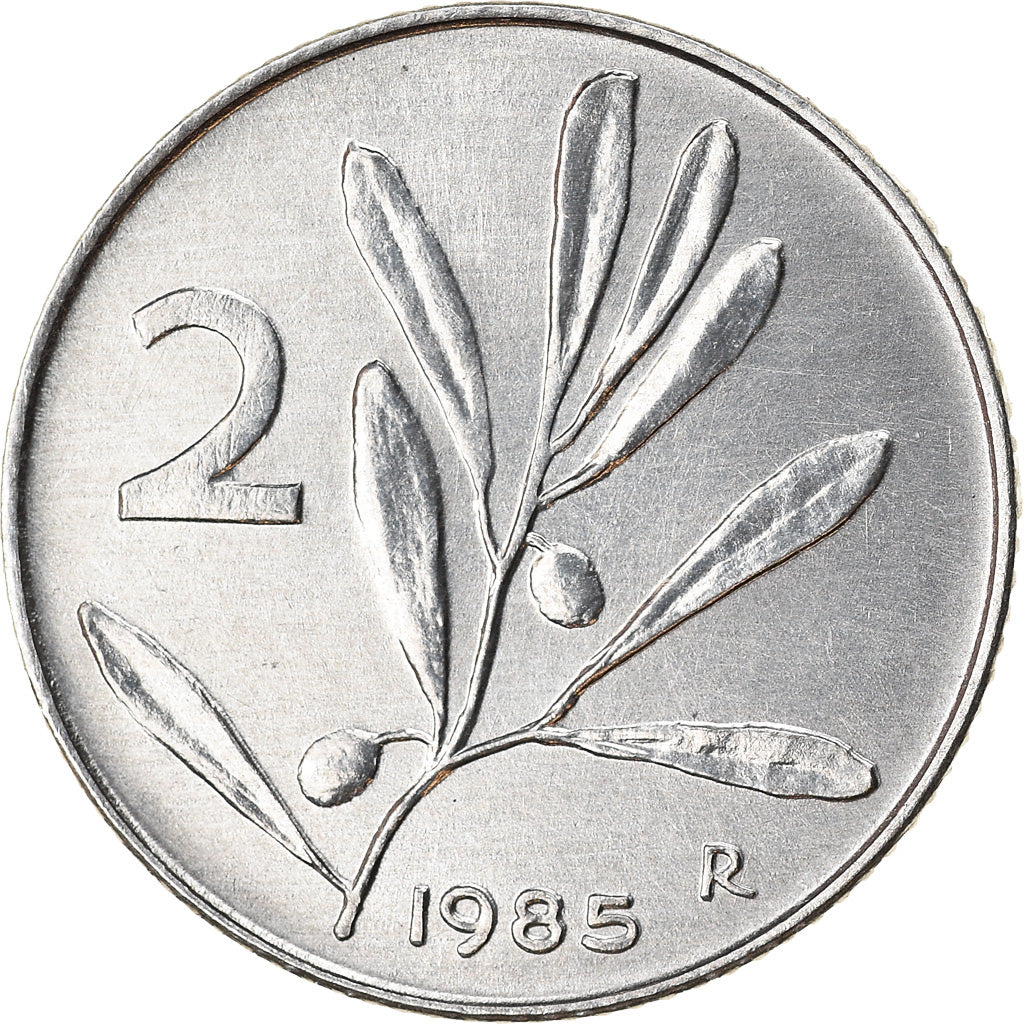 Coin, Italy, 2 Lire, 1985, Rome, AU(50-53), Aluminum, KM:94