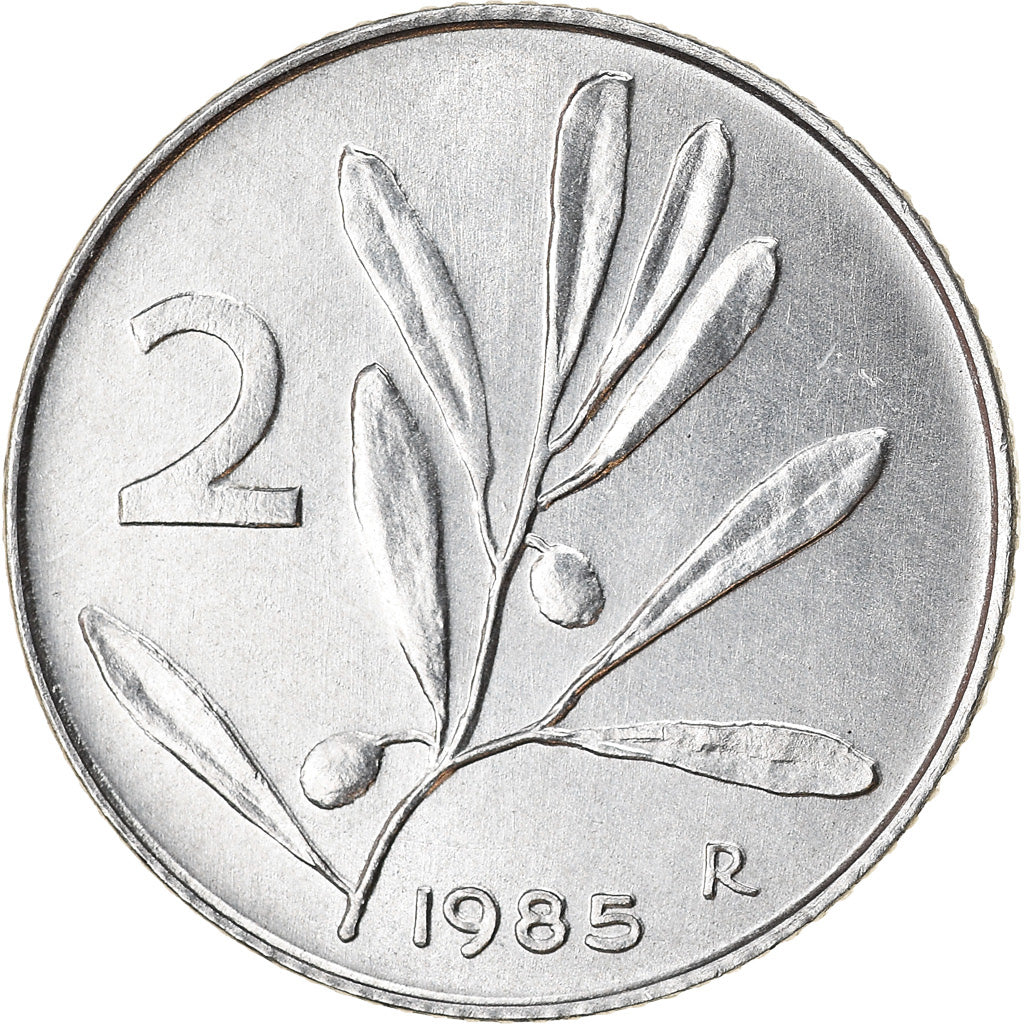 Coin, Italy, 2 Lire, 1985, Rome, EF(40-45), Aluminum, KM:94