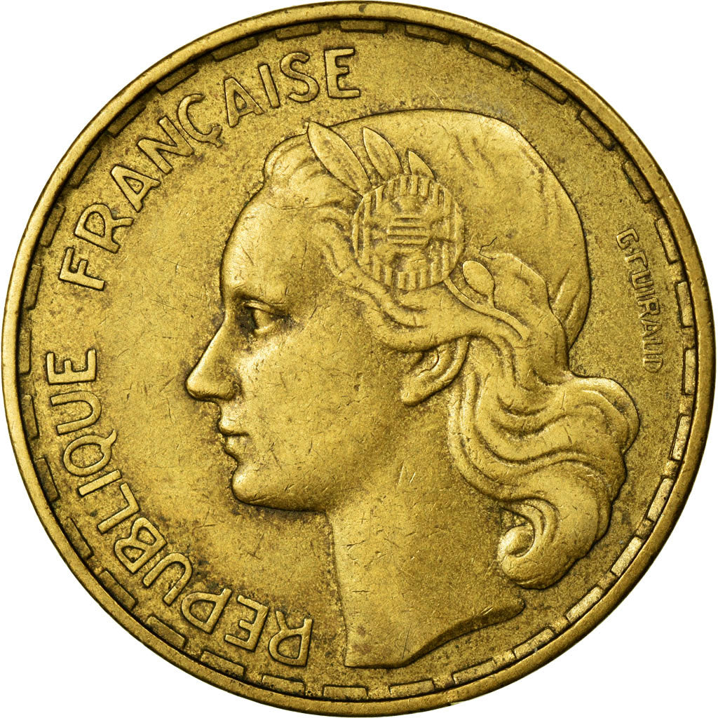 Coin, France, Guiraud, 50 Francs, 1954, Paris, AU(50-53), Aluminum-Bronze