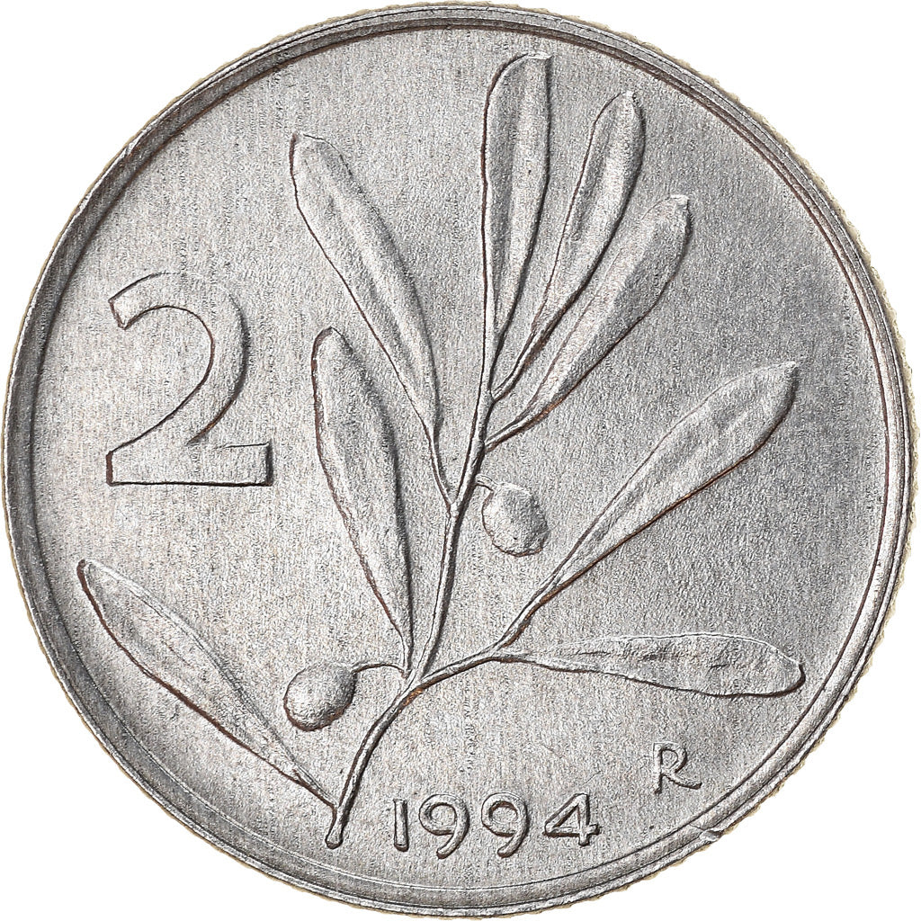 Coin, Italy, 2 Lire, 1994, Rome, EF(40-45), Aluminum, KM:94