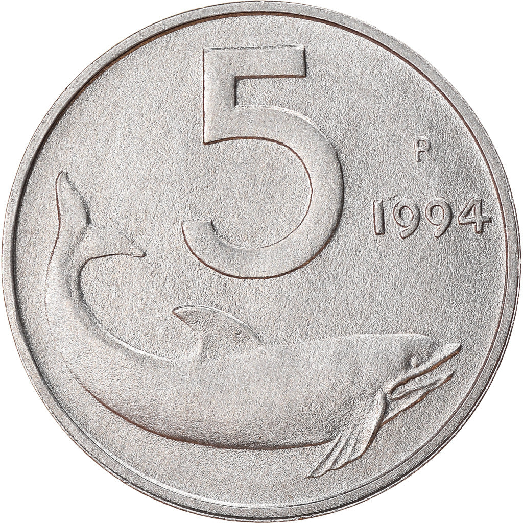 Coin, Italy, 5 Lire, 1994, Rome, EF(40-45), Aluminum, KM:92