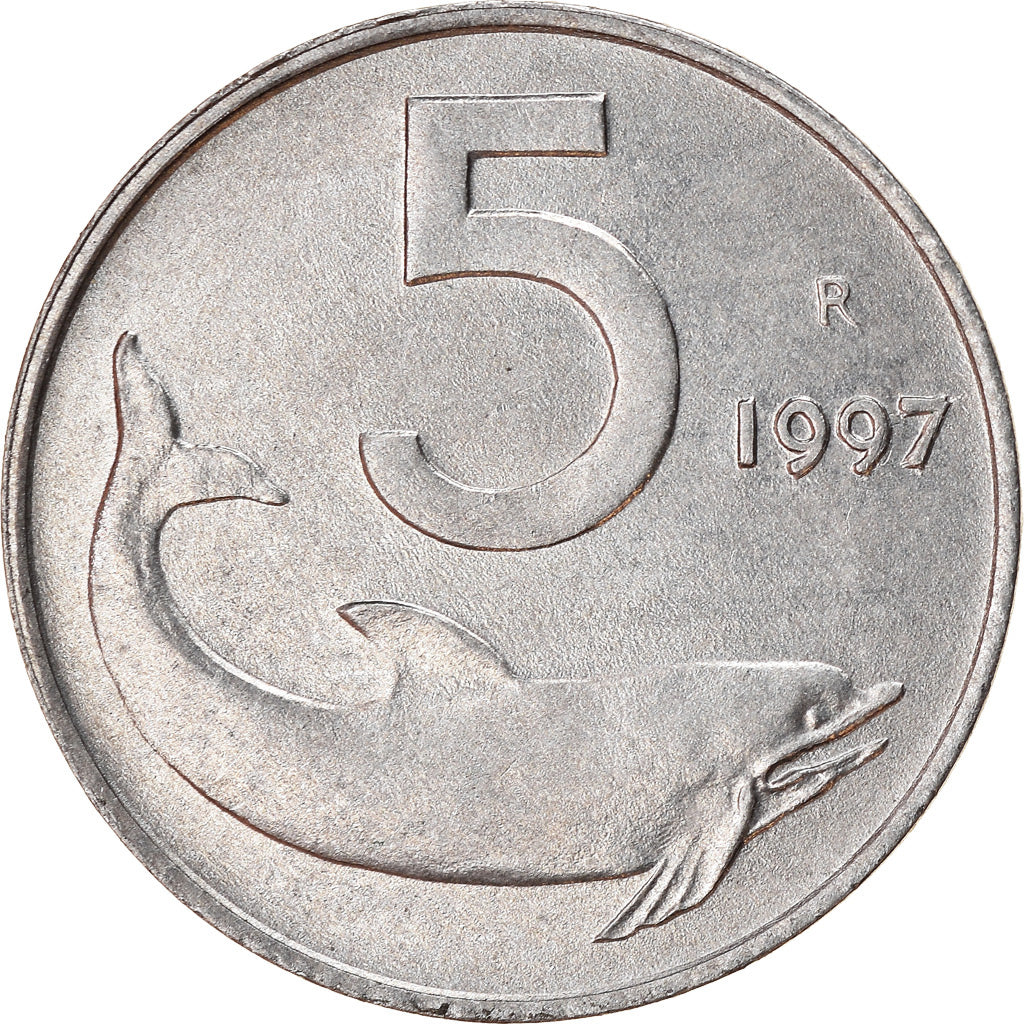 Coin, Italy, 5 Lire, 1997, Rome, EF(40-45), Aluminum, KM:92