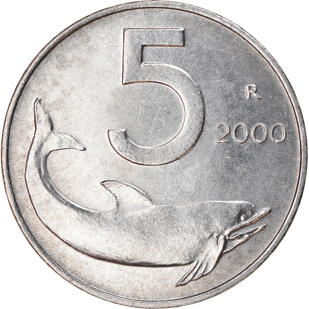 Coin, Italy, 5 Lire, 2000, Rome, AU(50-53), Aluminum, KM:92