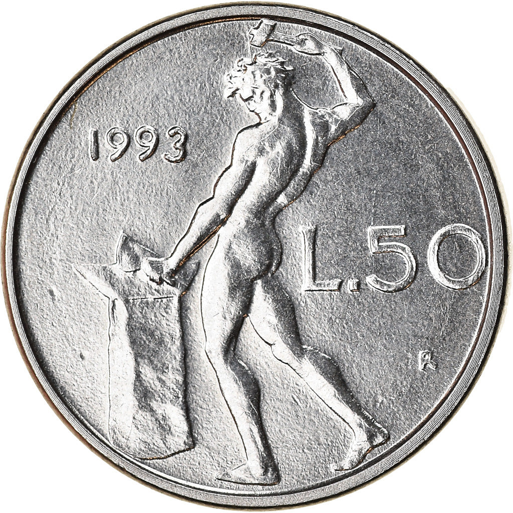 Moneta, Italia, 50 Lire, 1993, Rome, SPL, Acciaio inossidabile, KM:95.2