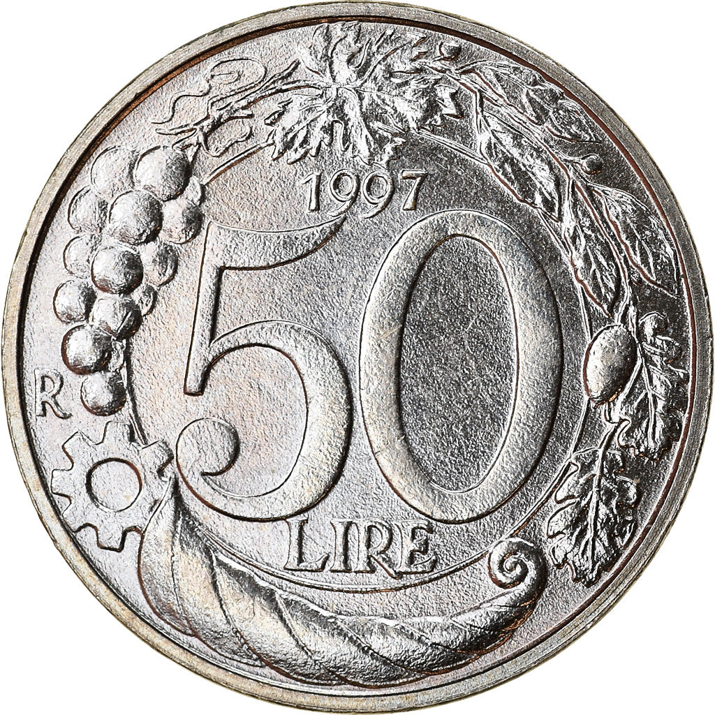 Coin, Italy, 50 Lire, 1997, Rome, AU(50-53), Copper-nickel, KM:183