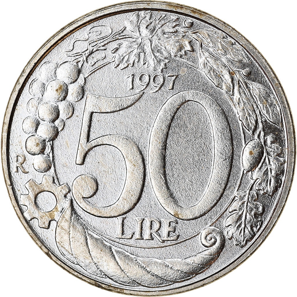 Coin, Italy, 50 Lire, 1997, Rome, EF(40-45), Copper-nickel, KM:183