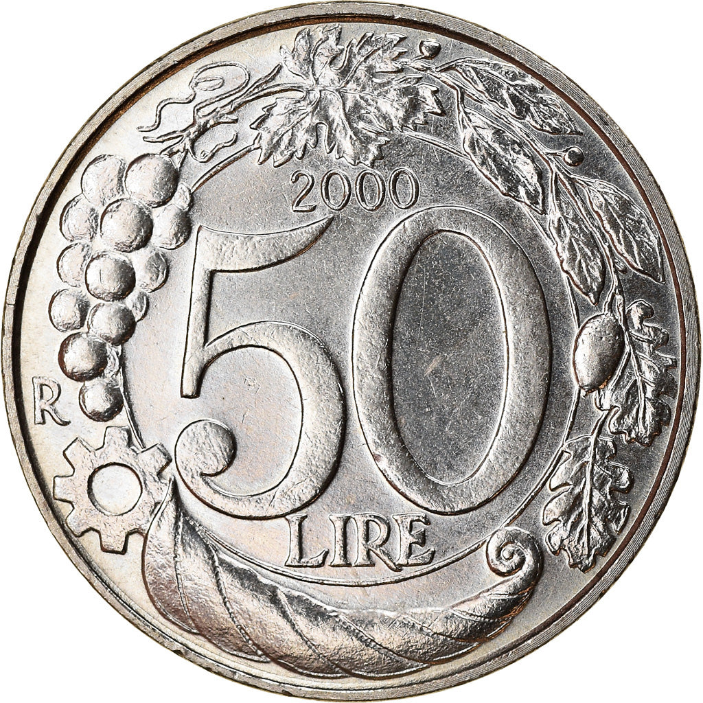 Coin, Italy, 50 Lire, 2000, Rome, AU(55-58), Copper-nickel, KM:183