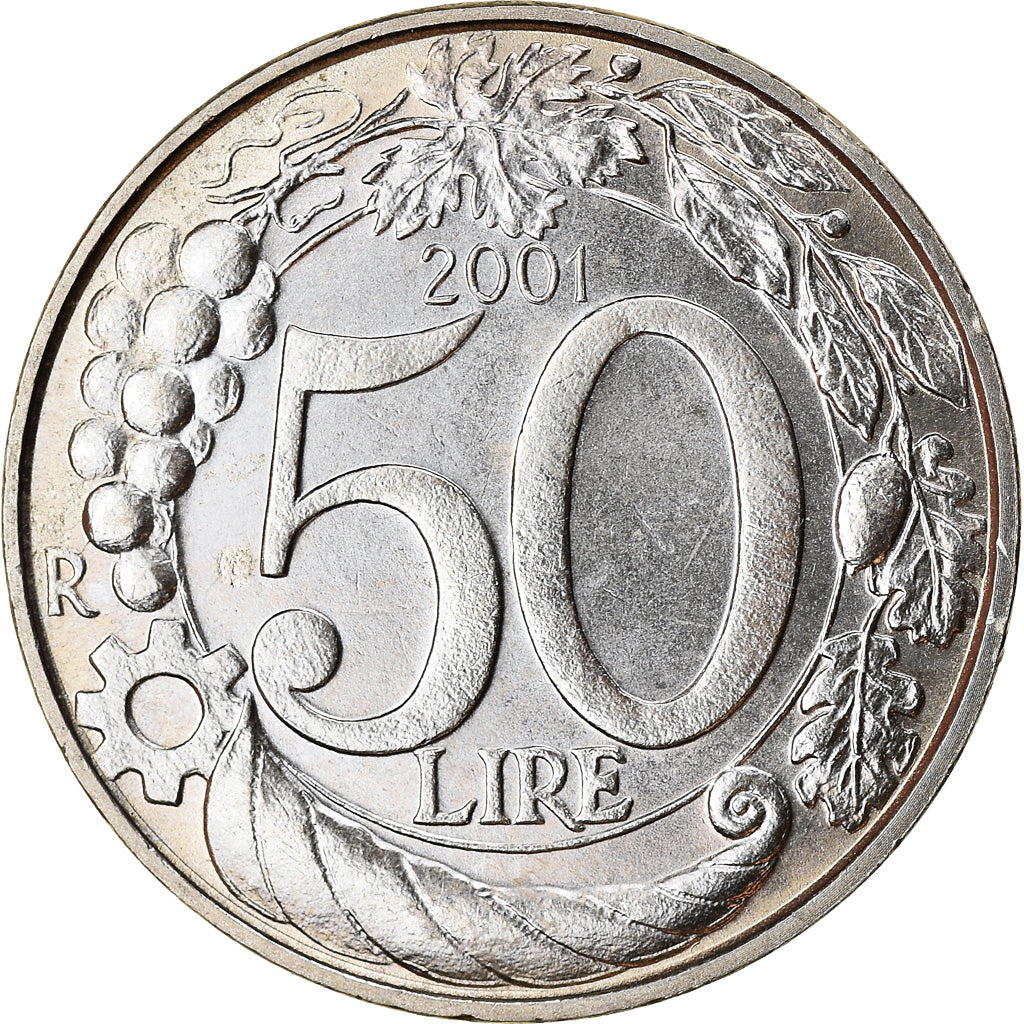 Monnaie, Italie, 50 Lire, 2001, Rome, TTB+, Copper-nickel, KM:183