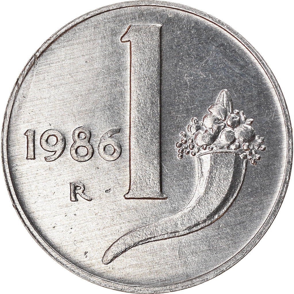 Coin, Italy, Lira, 1986, Rome, EF(40-45), Aluminum, KM:91