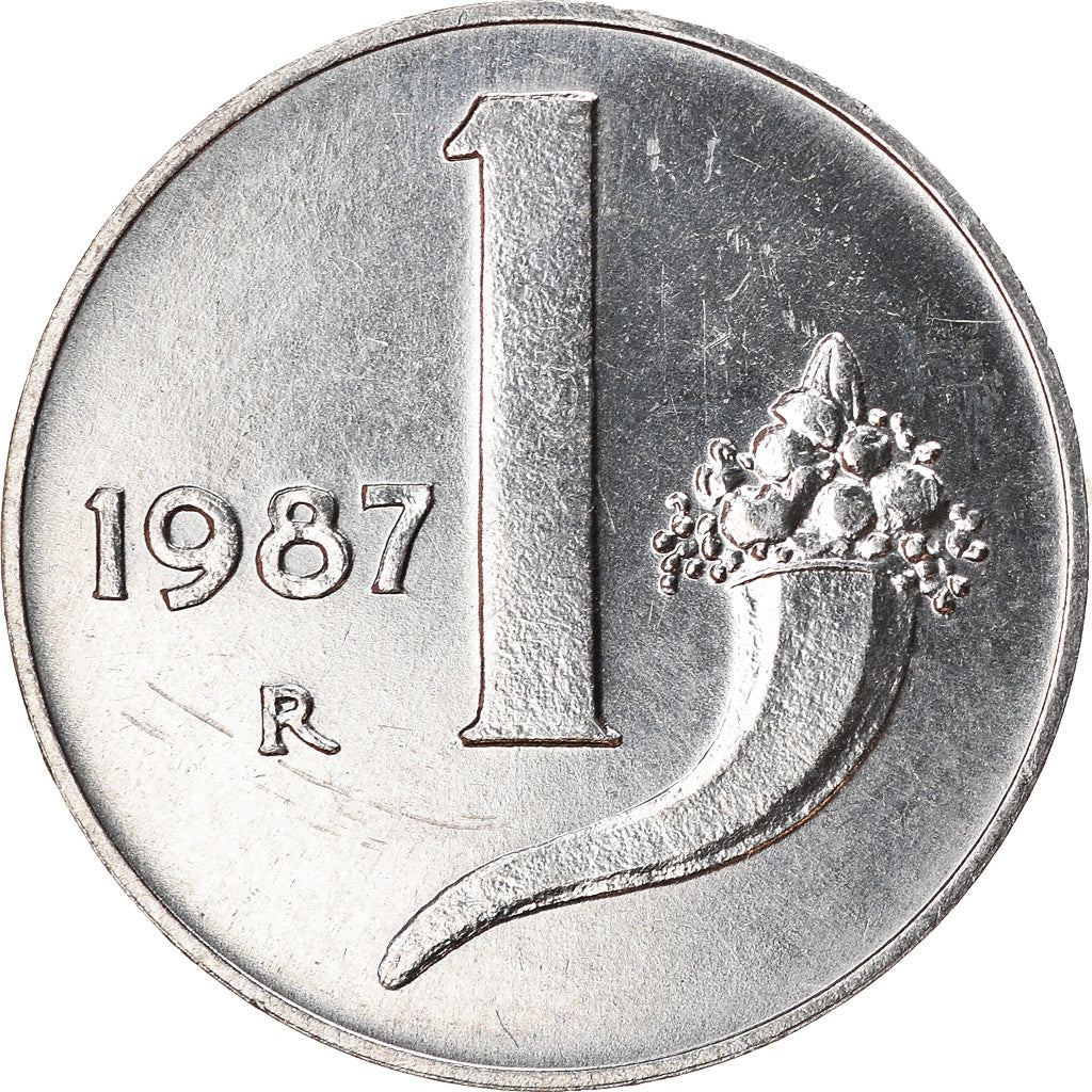 Coin, Italy, Lira, 1987, Rome, VF(30-35), Aluminum, KM:91