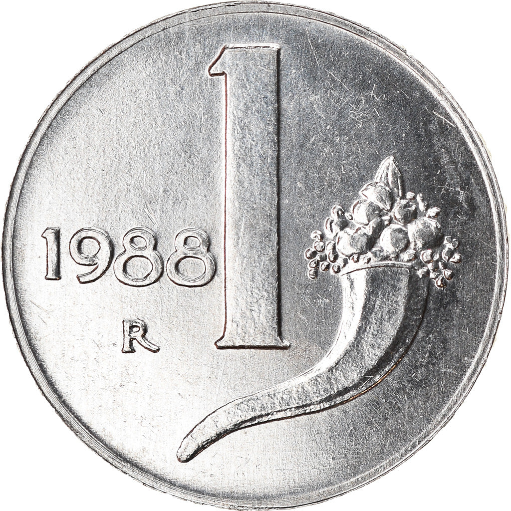 Coin, Italy, Lira, 1988, Rome, EF(40-45), Aluminum, KM:91