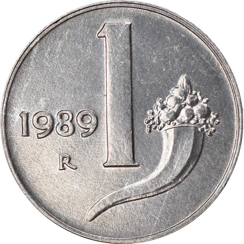 Coin, Italy, Lira, 1989, Rome, EF(40-45), Aluminum, KM:91