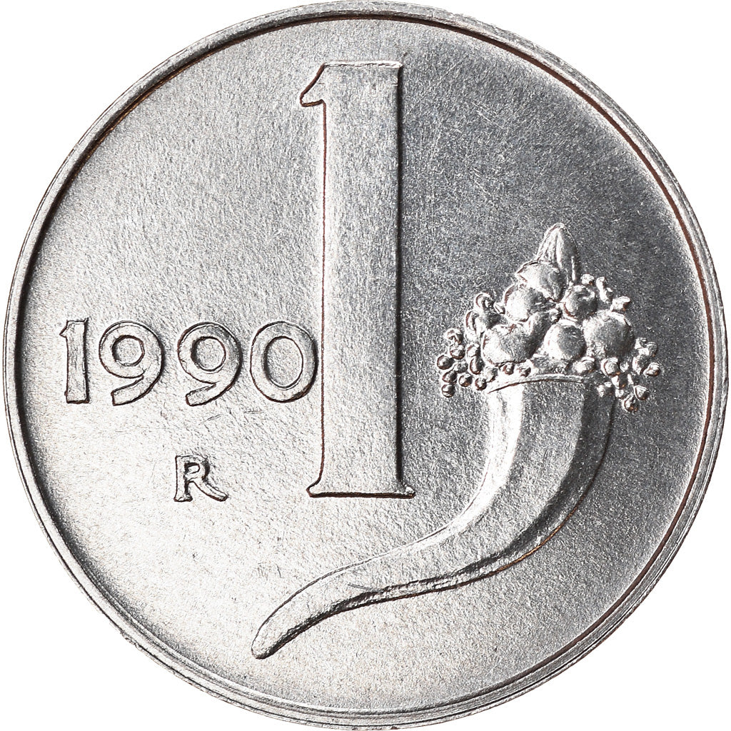 Coin, Italy, Lira, 1990, Rome, EF(40-45), Aluminum, KM:91
