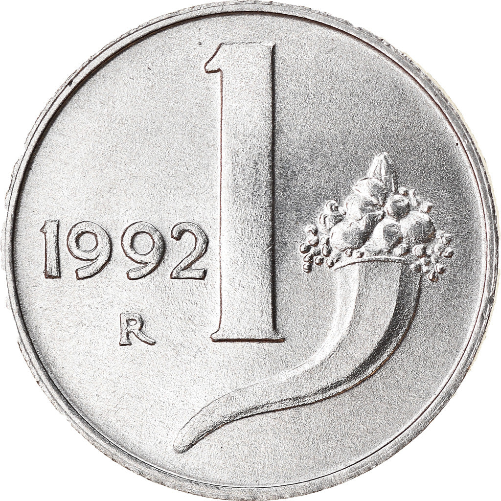 Coin, Italy, Lira, 1992, Rome, EF(40-45), Aluminum, KM:91
