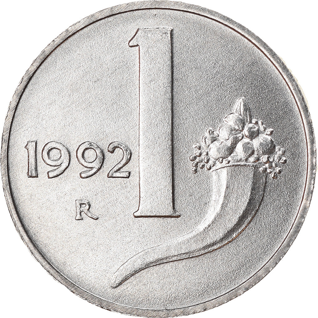 Coin, Italy, Lira, 1992, Rome, EF(40-45), Aluminum, KM:91