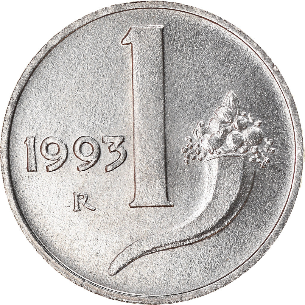 Coin, Italy, Lira, 1993, Rome, EF(40-45), Aluminum, KM:91