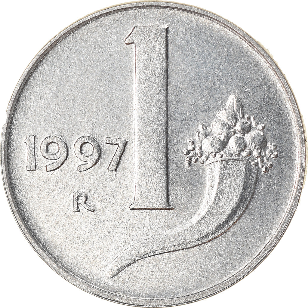 Coin, Italy, Lira, 1997, Rome, EF(40-45), Aluminum, KM:91