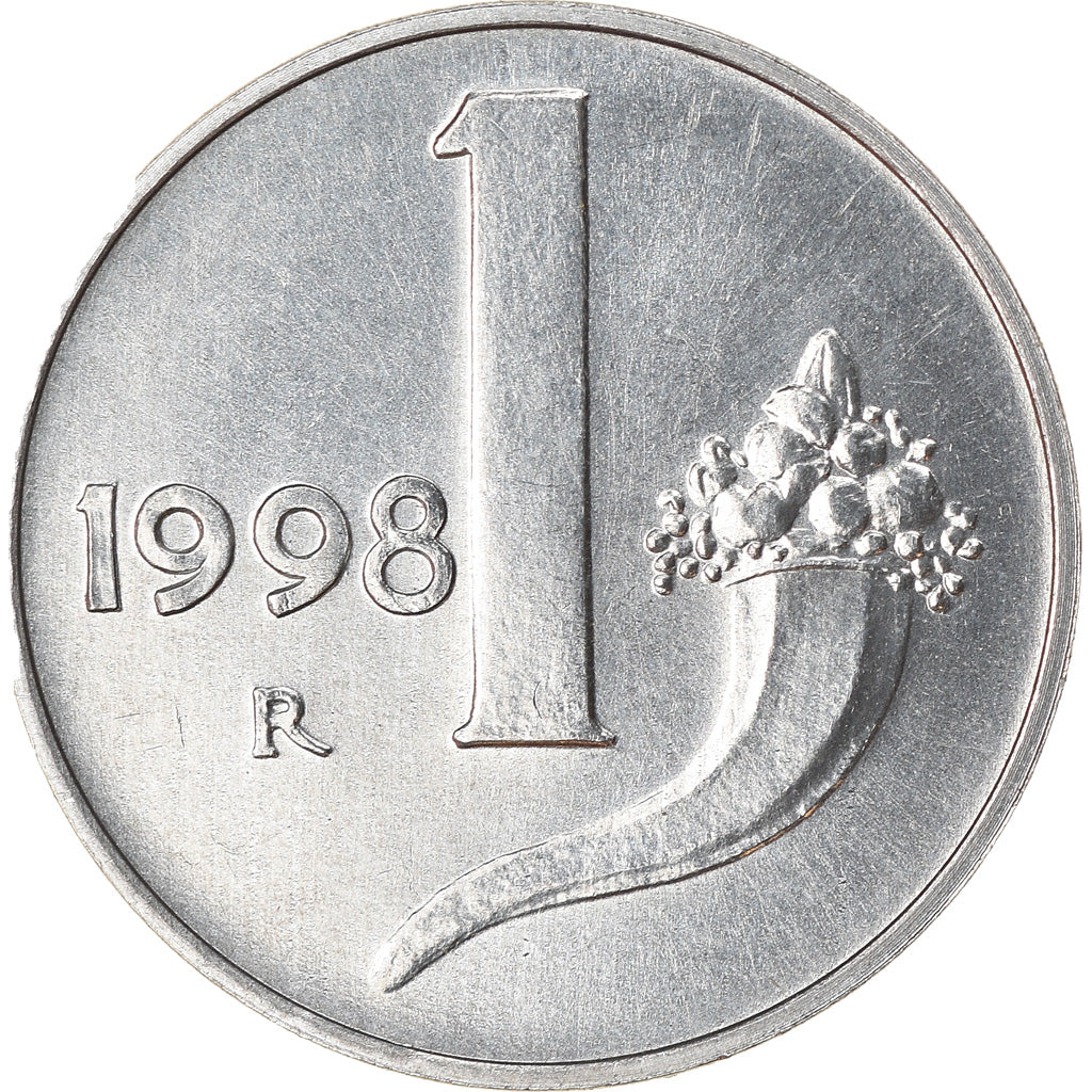 Coin, Italy, Lira, 1998, Rome, MS(63), Aluminum, KM:91