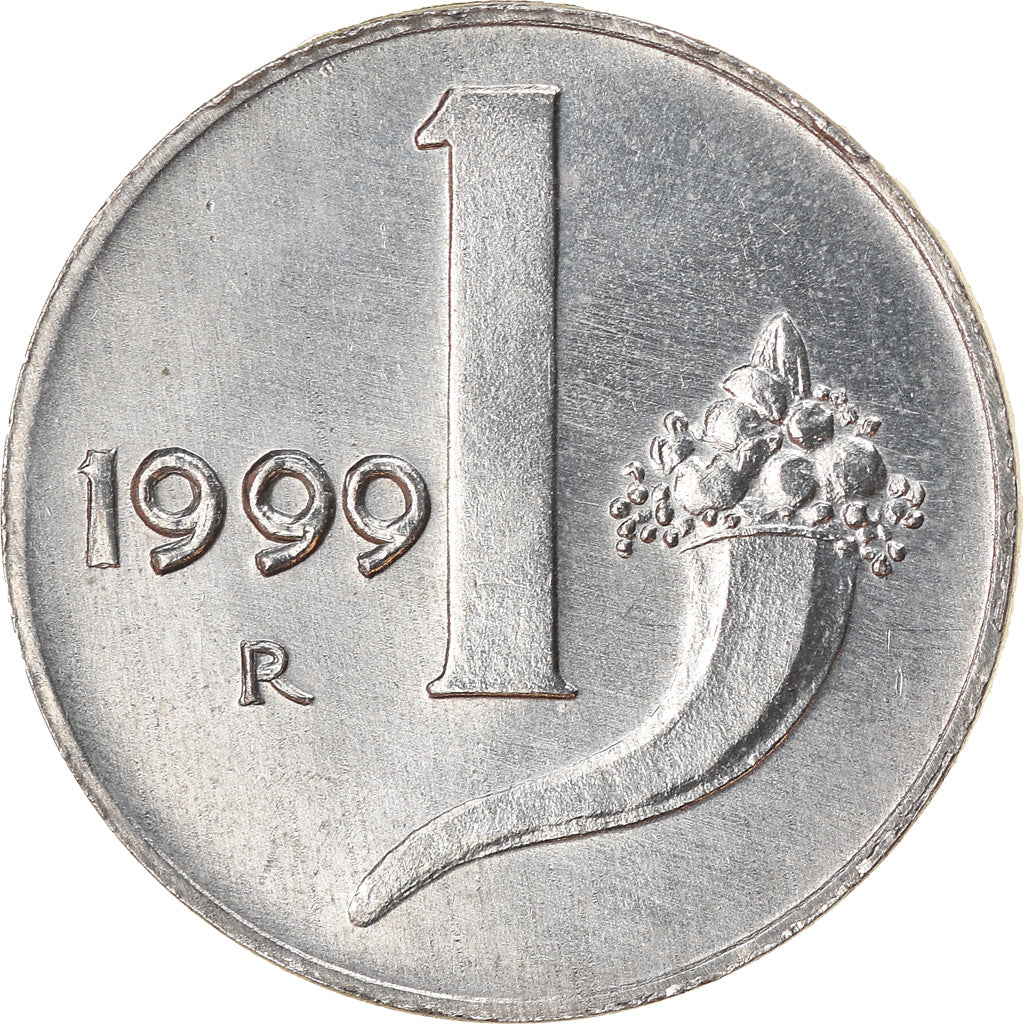 Coin, Italy, Lira, 1999, Rome, EF(40-45), Aluminum, KM:91
