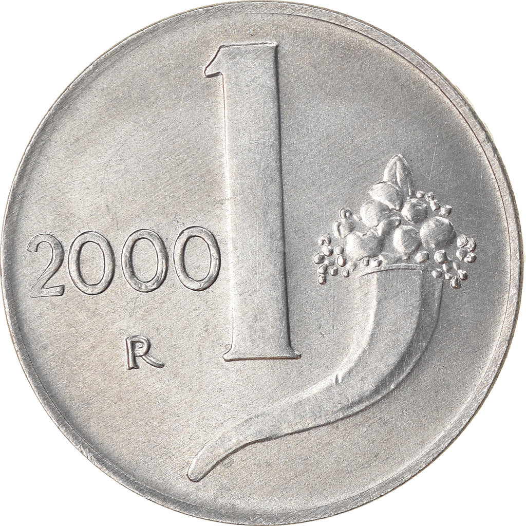 Coin, Italy, Lira, 2000, Rome, AU(50-53), Aluminum, KM:91
