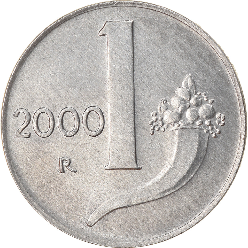 Coin, Italy, Lira, 2000, Rome, EF(40-45), Aluminum, KM:91