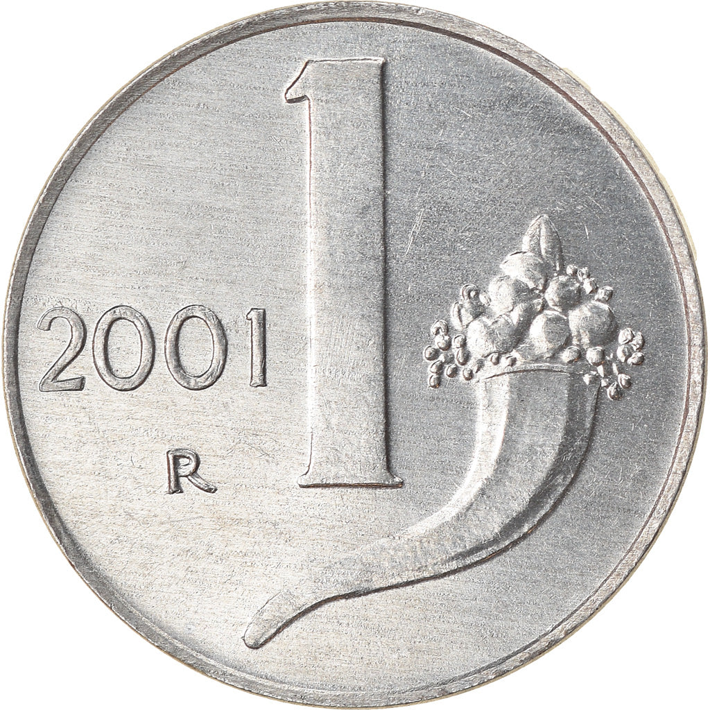 Coin, Italy, Lira, 2001, Rome, AU(50-53), Aluminum, KM:91