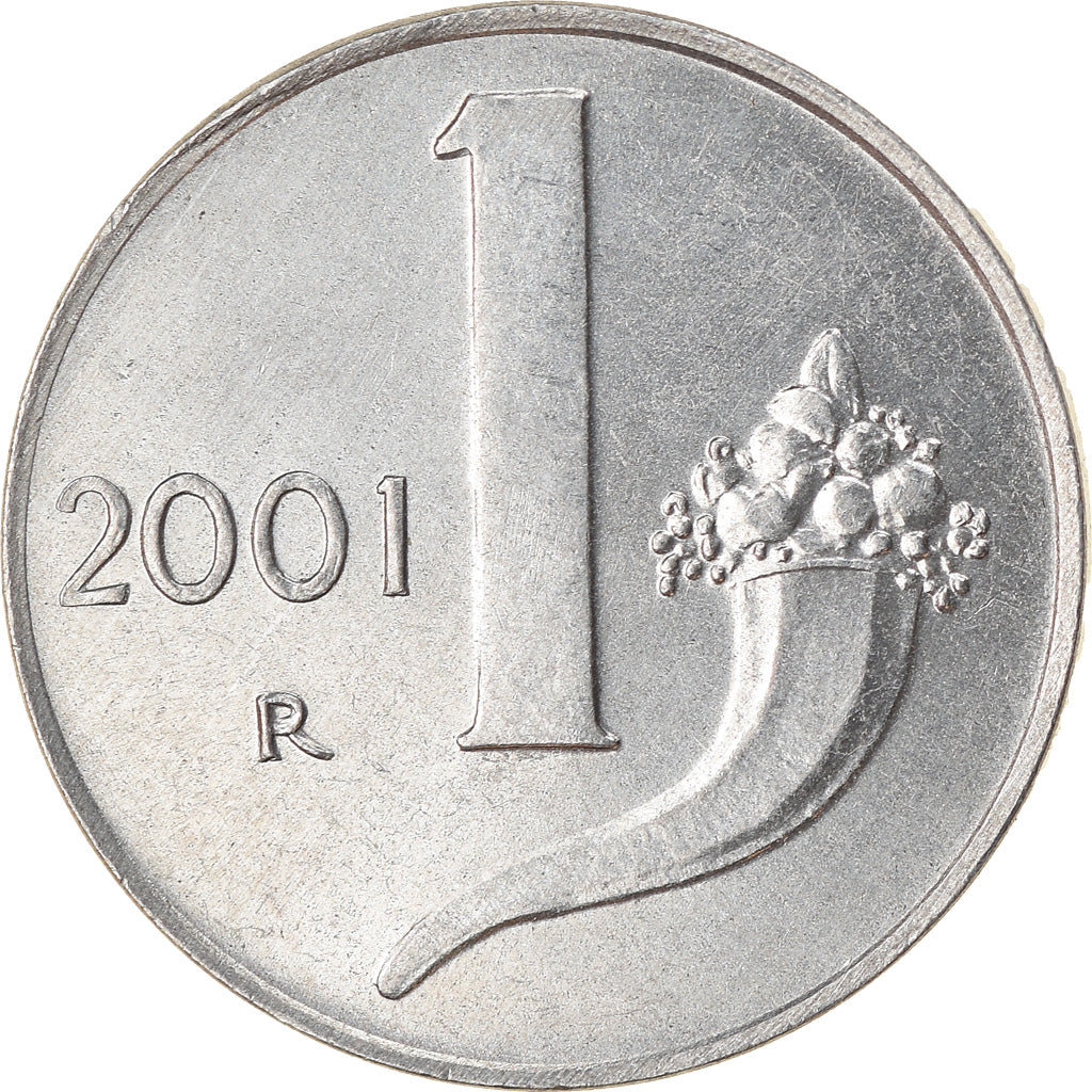 Coin, Italy, Lira, 2001, Rome, EF(40-45), Aluminum, KM:91